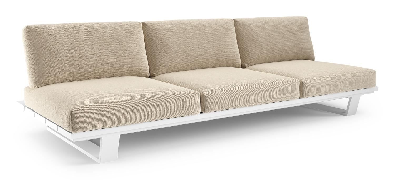 Pagino loungebank in wit aluminium met althea chalk all weather cosytica kussen