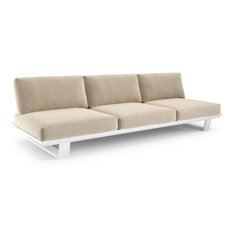 Pagino loungebank in wit aluminium met althea chalk all weather cosytica kussen