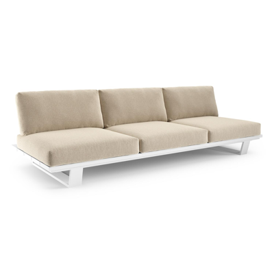 Pagino loungebank in wit aluminium met althea chalk all weather cosytica kussen