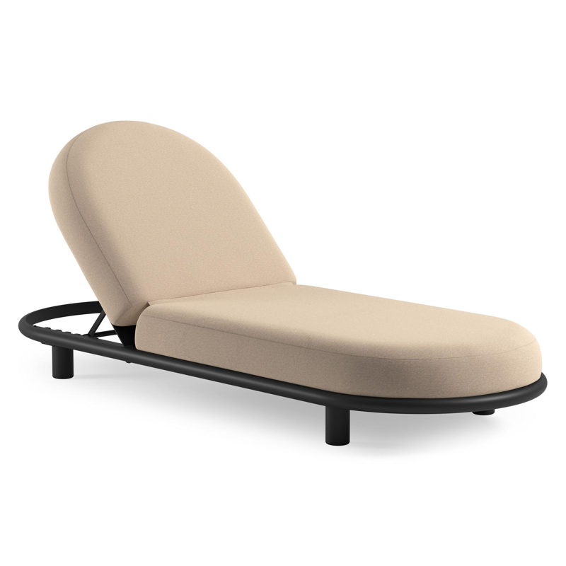 Lomano verstelbaar ligbed in zwart aluminium met heritage papyrus all weather sunbrella® luxe