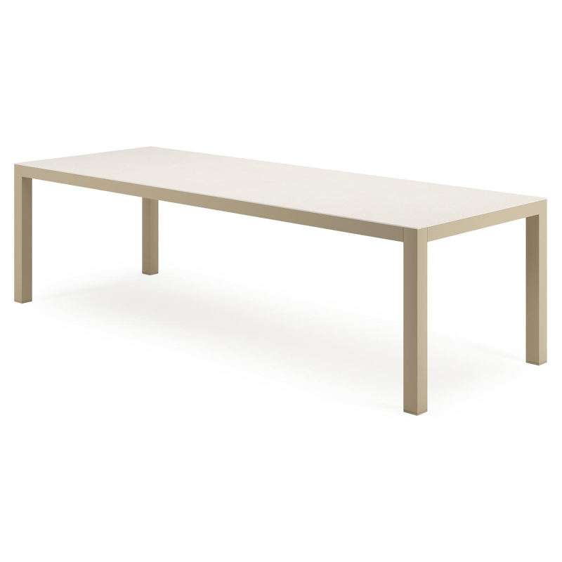 Varese rechthoekige tuinset in beige aluminium en sintered stone crema minerale met 10 Madura tuinstoelen