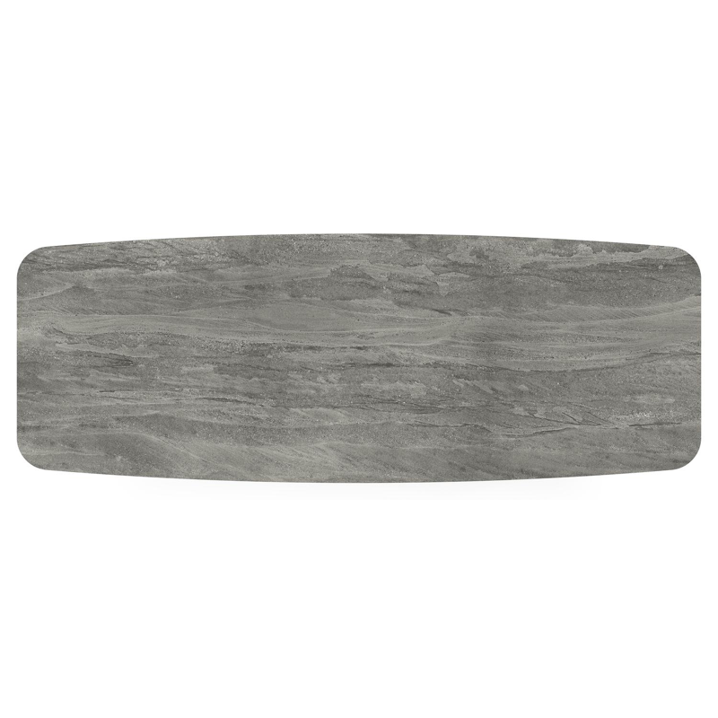 Table de jardin Pagino en aluminium noir et céramique pleine aspen grey - Lg 315 x Larg. 115 x H 74 cm