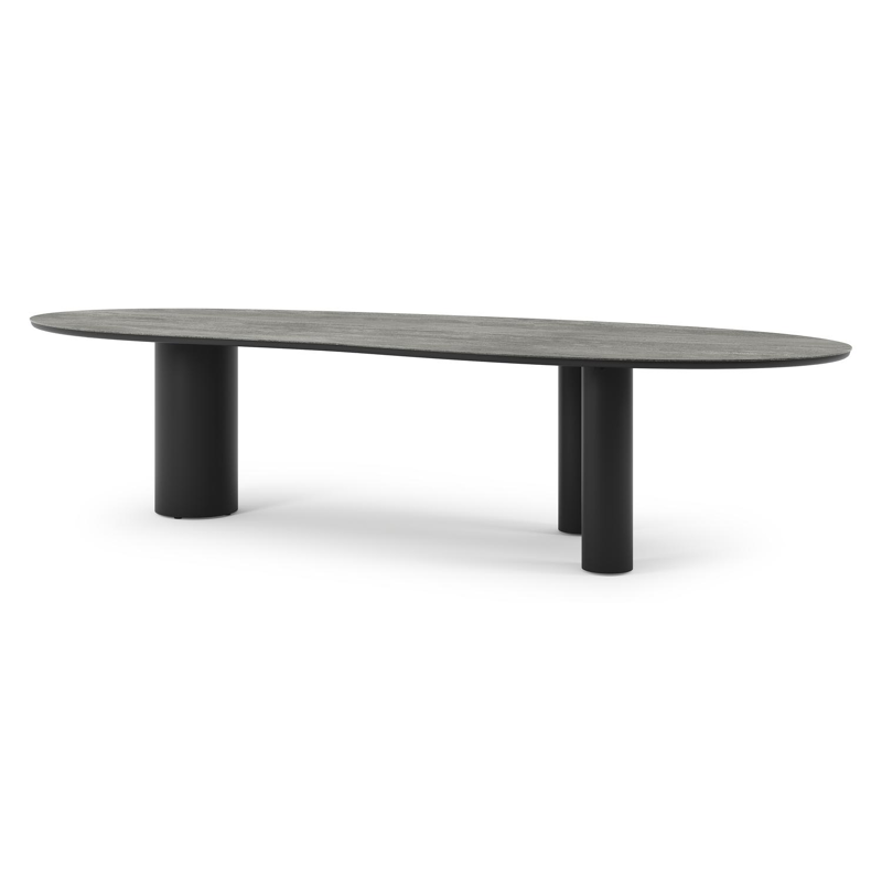 Organo tuintafel organisch in zwart aluminium en volkeramiek aspen grey - L 320 x B 120 x H 74 cm