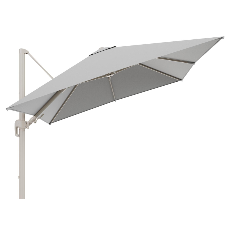 Rufina zweefparasol tiltfunctie in beige aluminium en parasoldoek in All Weather Sunbrella® Luxe Savane Nimbus  - L1 300 x L2 300 cm (zonder voet)