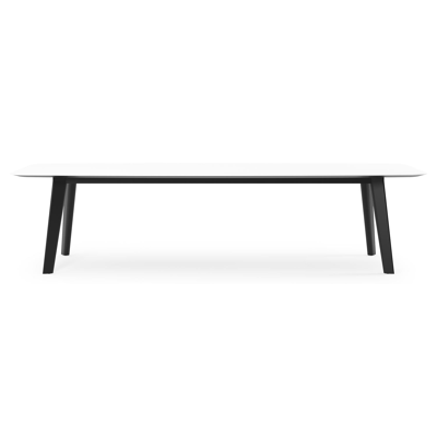 Lacrima tuintafel bootvorm in zwart aluminium en volkeramiek Arctic White - L 315 x B 115 x H 73 cm