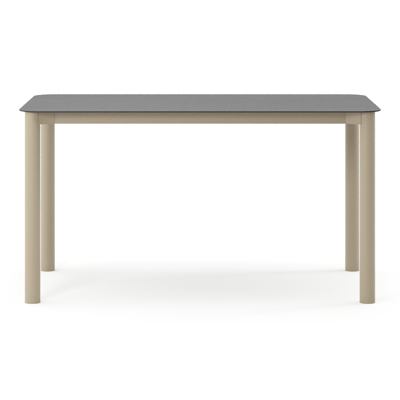 Orso tuintafel rechthoekig afgerond in beige aluminium en volkeramiek Basalt Black - L 140 x B 80 x H 74.5 cm