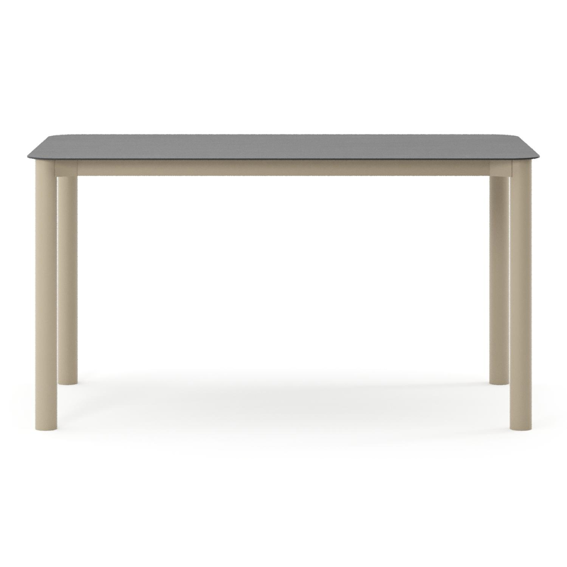 Orso tuintafel rechthoekig afgerond in beige aluminium en volkeramiek Basalt Black - L 140 x B 80 x H 74.5 cm
