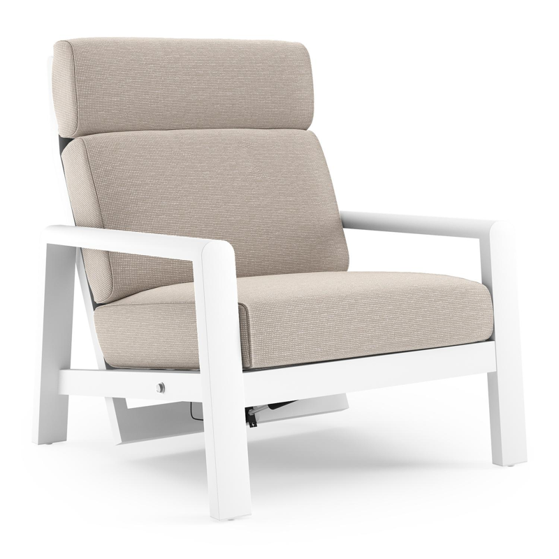 Fauteuil de jardin Cosenzo en aluminium blanc et coussins en all weather sunbrella® luxe slow farafra