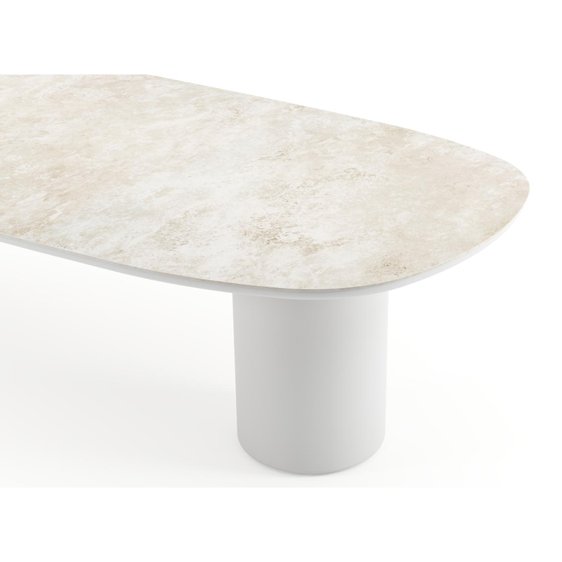 Amico tuintafel bombo in wit aluminium en volkeramiek Rapolano - L 320 x B 130 x H 73.5 cm