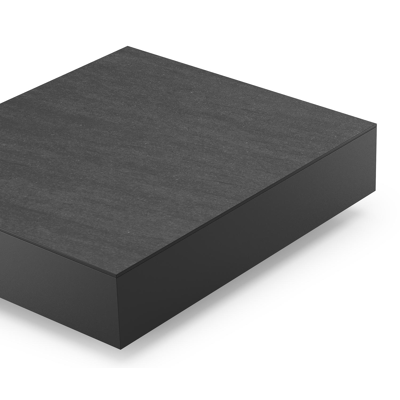 Table basse Como en aluminium noir et céramique pleine basalt black - Lg 70 x B 80 x H 20 cm