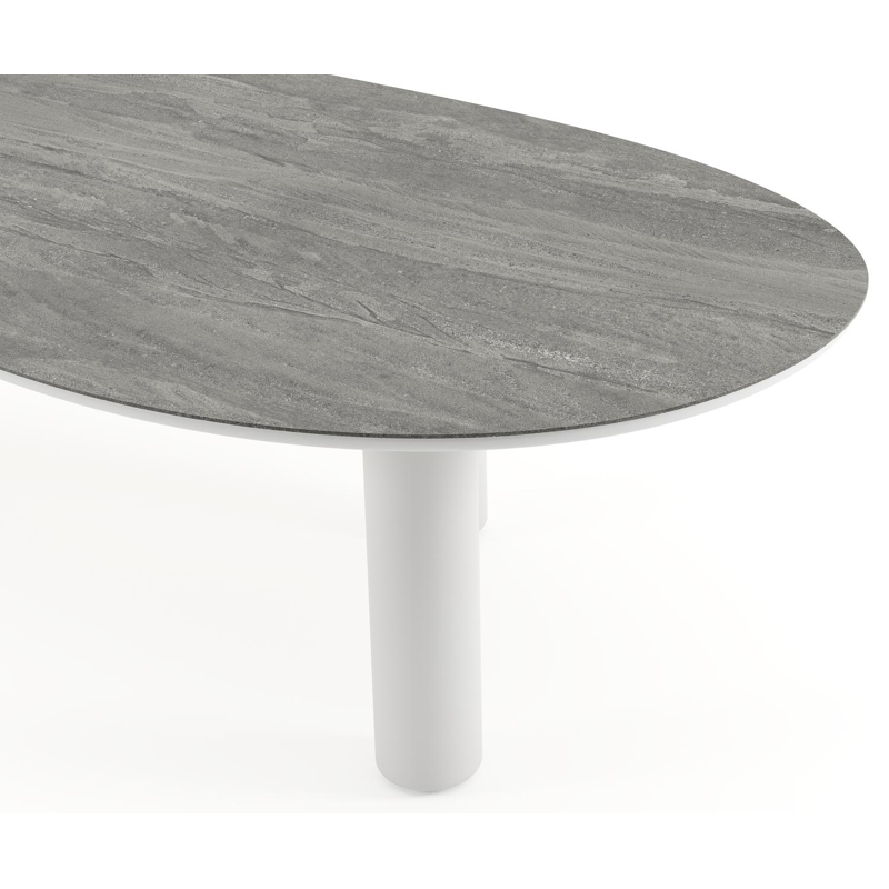 Amico tuintafel organisch in wit aluminium en volkeramiek Aspen Grey - L 320 x B 145 x H 73.5 cm