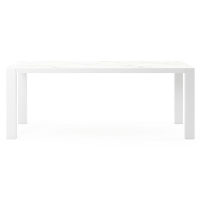 Nano tuintafel in wit aluminium en volkeramiek calacatta - L 200 x B 100 x H 75 cm