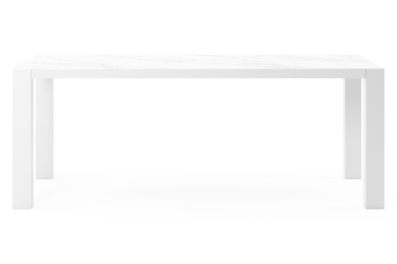 Nano tuintafel in wit aluminium en volkeramiek calacatta - L 200 x B 100 x H 75 cm
