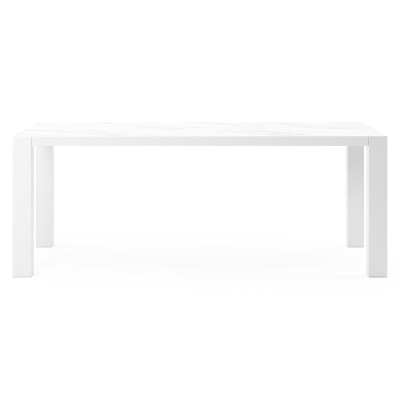 Nano tuintafel in wit aluminium en volkeramiek calacatta - L 200 x B 100 x H 75 cm