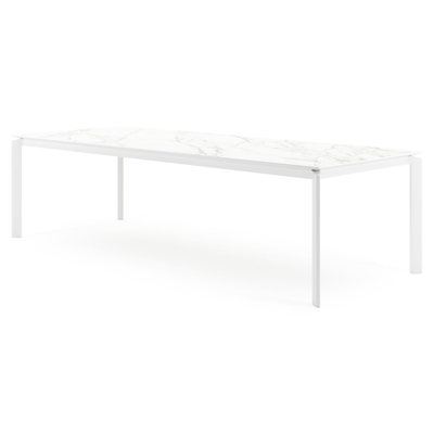 Cirello tuintafel in wit aluminium en volkeramiek calacatta - L 280 x B 110 x H 75 cm