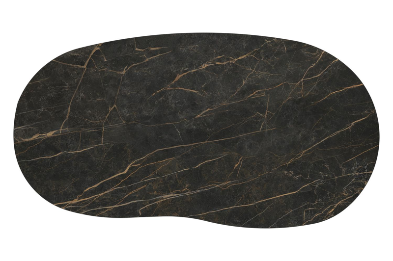 Amico loungetafel organisch in wit aluminium en volkeramiek Black Obsession - L 170 x B 91 x H 25 cm