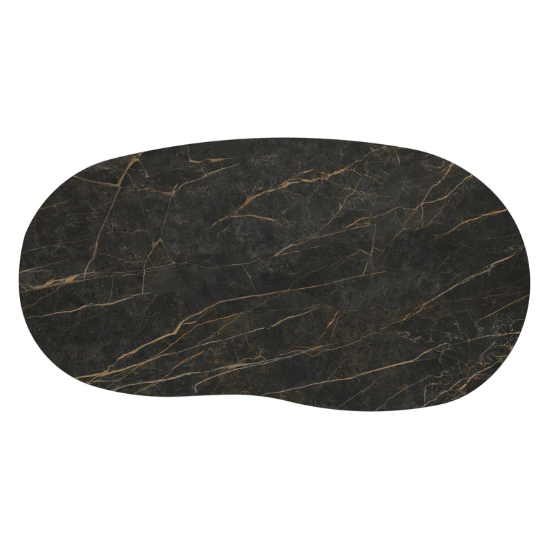 Amico loungetafel organisch in wit aluminium en volkeramiek Black Obsession - L 170 x B 91 x H 25 cm