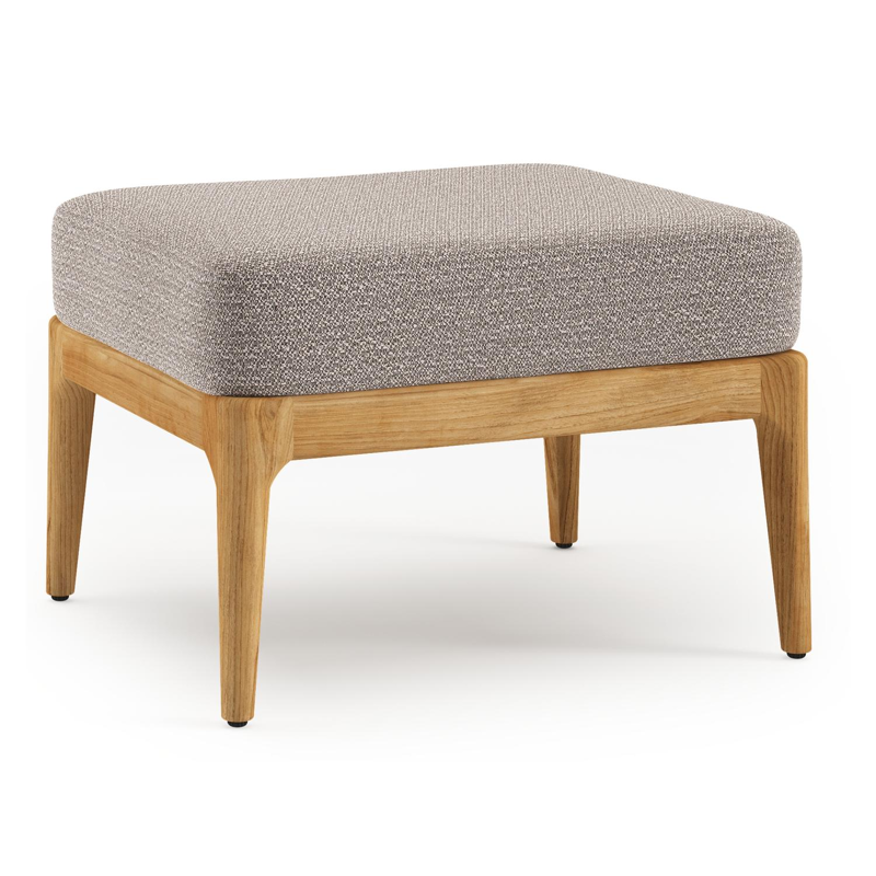 Pouf Orso en teck et coussins en all weather sunbrella® luxe Wander Granite