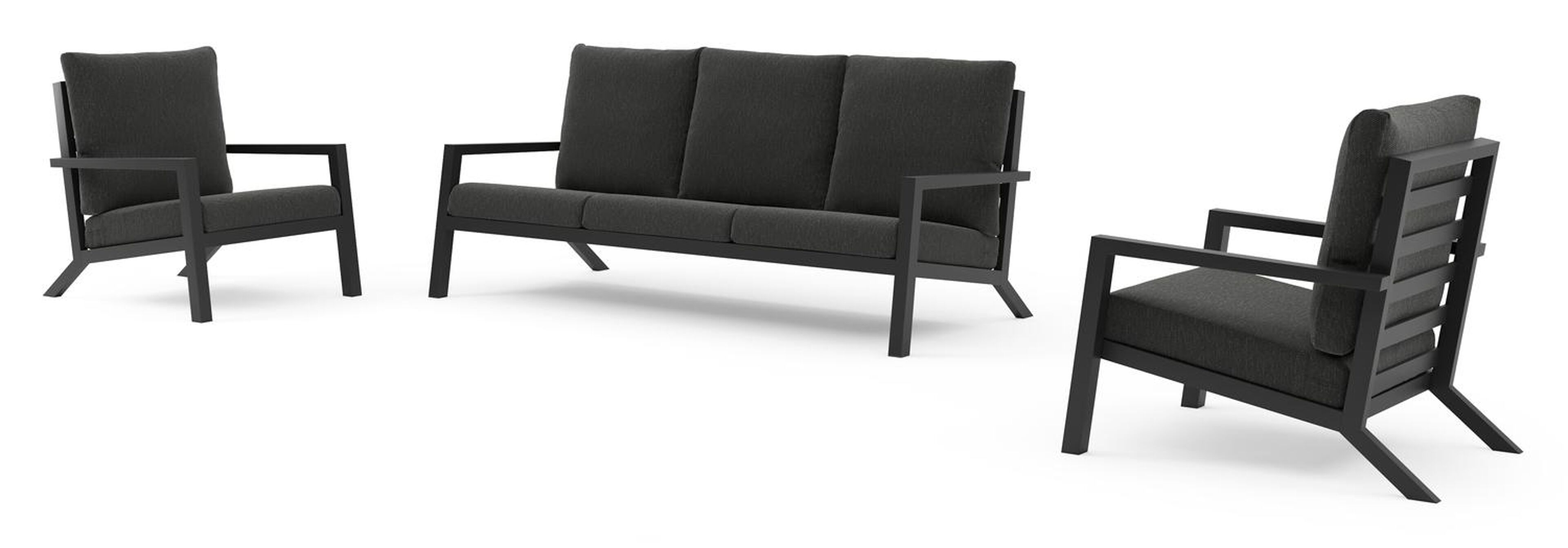 Arnes loungeset in zwart aluminium met sky black weather+ softtouch kussen