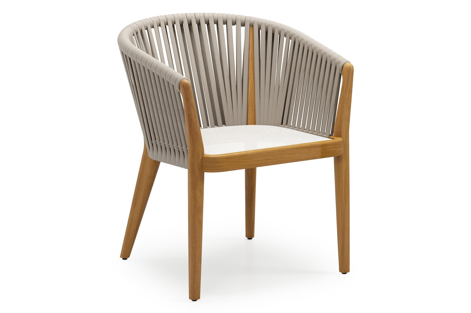 Orso tuinstoel in teak en beige verticaal geweven luxe vlakke rope