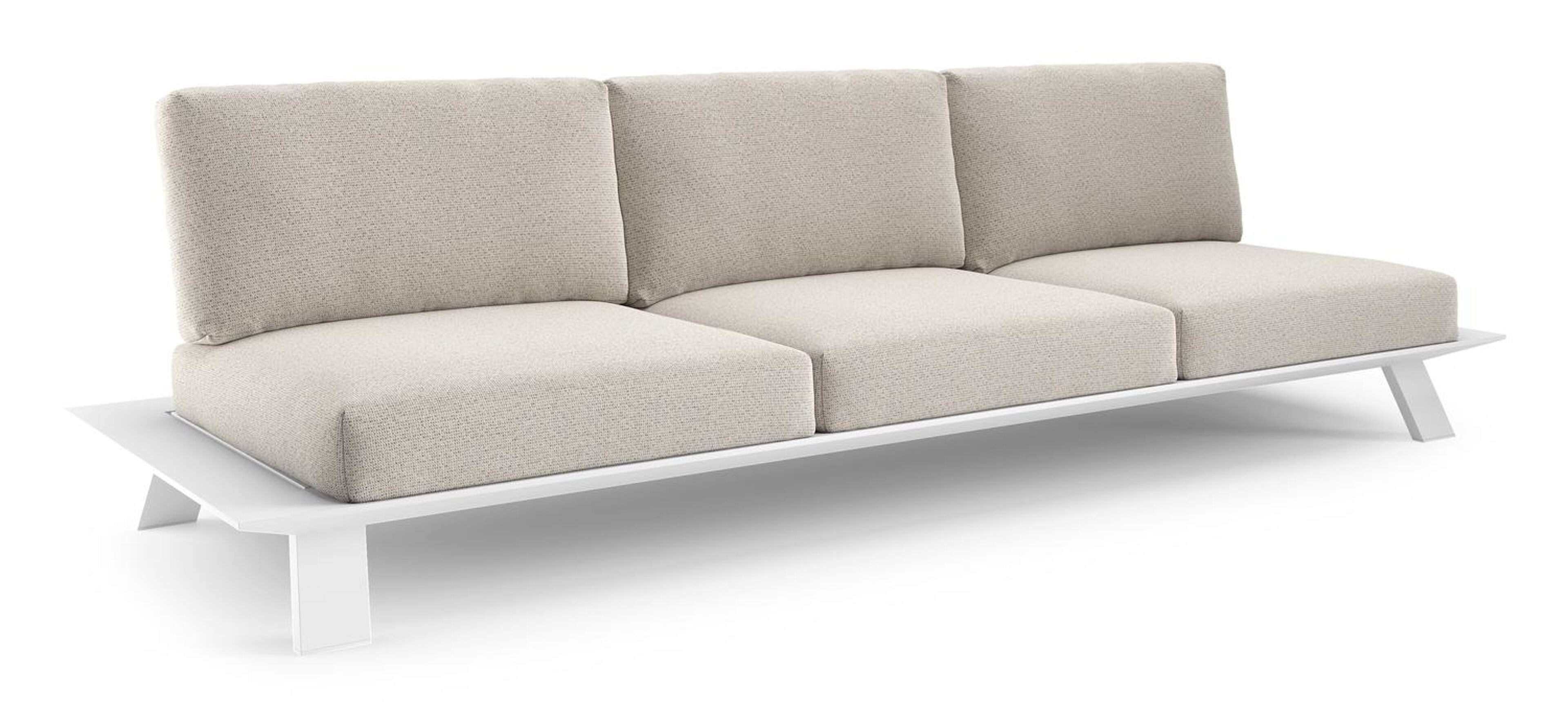 Canapé de jardin Cesano en aluminium blanc et coussin en all weather Solica firenze natural