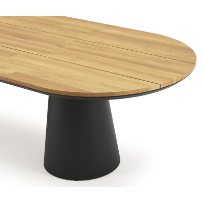Donato tuintafel in zwart aluminium en teak - L 300 x B 110 x H 75,5 cm