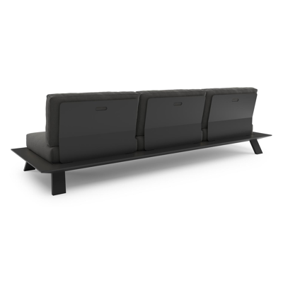 Cesano loungebank 3-zit in zwart aluminium met natte charcoal chine all weather sunbrella® luxe kussen