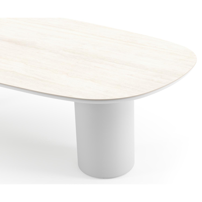 Amico tuintafel bombo in wit aluminium en volkeramiek Travertino Bianco - L 270 x B 125 x H 73.5 cm