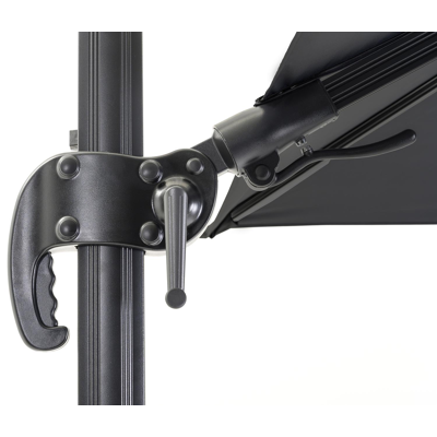 Parasol pendant Avola avec fonction tilt en aluminium noir avec toile de parasol en all weather sunbrella® premium noir - Larg1 300 x Larg2 300 cm (avec pied de parasol)