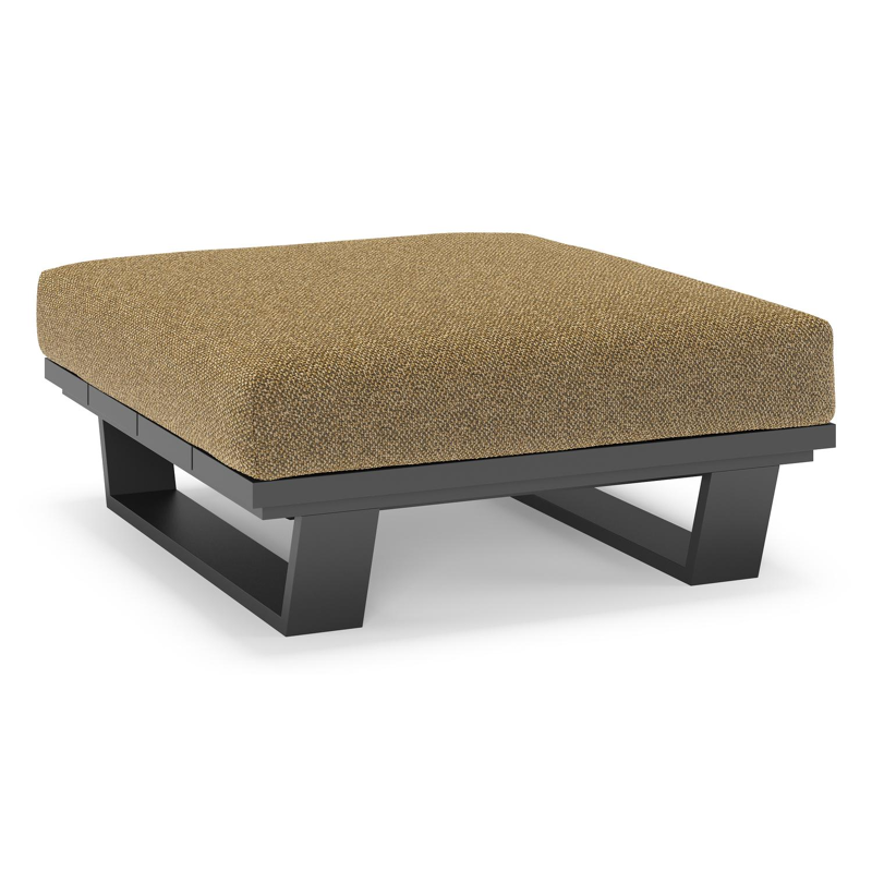 Pouf Pagino en aluminium noir et coussins en all weather cosytica madagascar walnut
