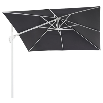 Copica zweefparasol met tiltfunctie in wit aluminium met grijs polyester parasoldoek - L1 300 x L2 300 cm (zonder voet)