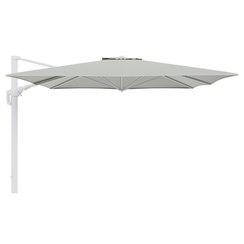 Minore zweefparasol tiltfunctie in wit aluminium en parasoldoek in All Weather Sunbrella® Luxe Slow Spirea - L1 350 x L2: 350 cm (zonder voet) (zonder voet)