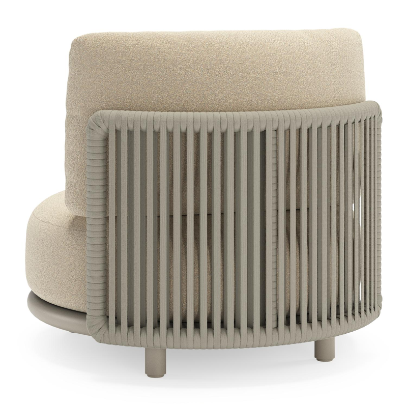 Fauteuil de jardin Lomano en aluminium beige et corde luxe plate tissÃ©e verticalement beige et coussins en all weather solica Soul Papyrus