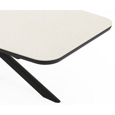 Pamplona tuintafel bootvorm in zwart aluminium en sintered stone Crema minerale - L 240 x B 110 x H 72 cm
