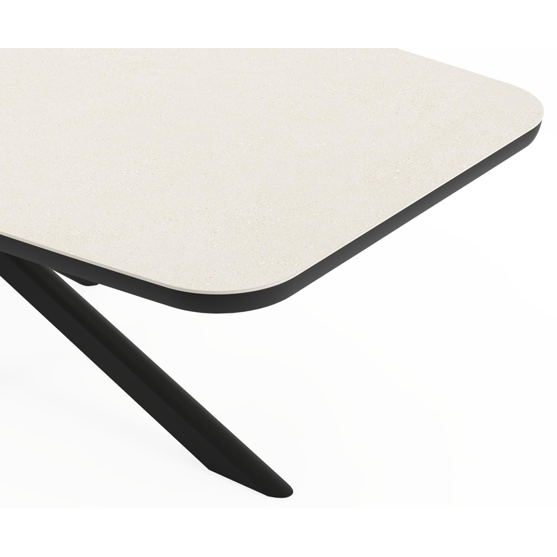 Pamplona tuintafel bootvorm in zwart aluminium en sintered stone Crema minerale - L 240 x B 110 x H 72 cm