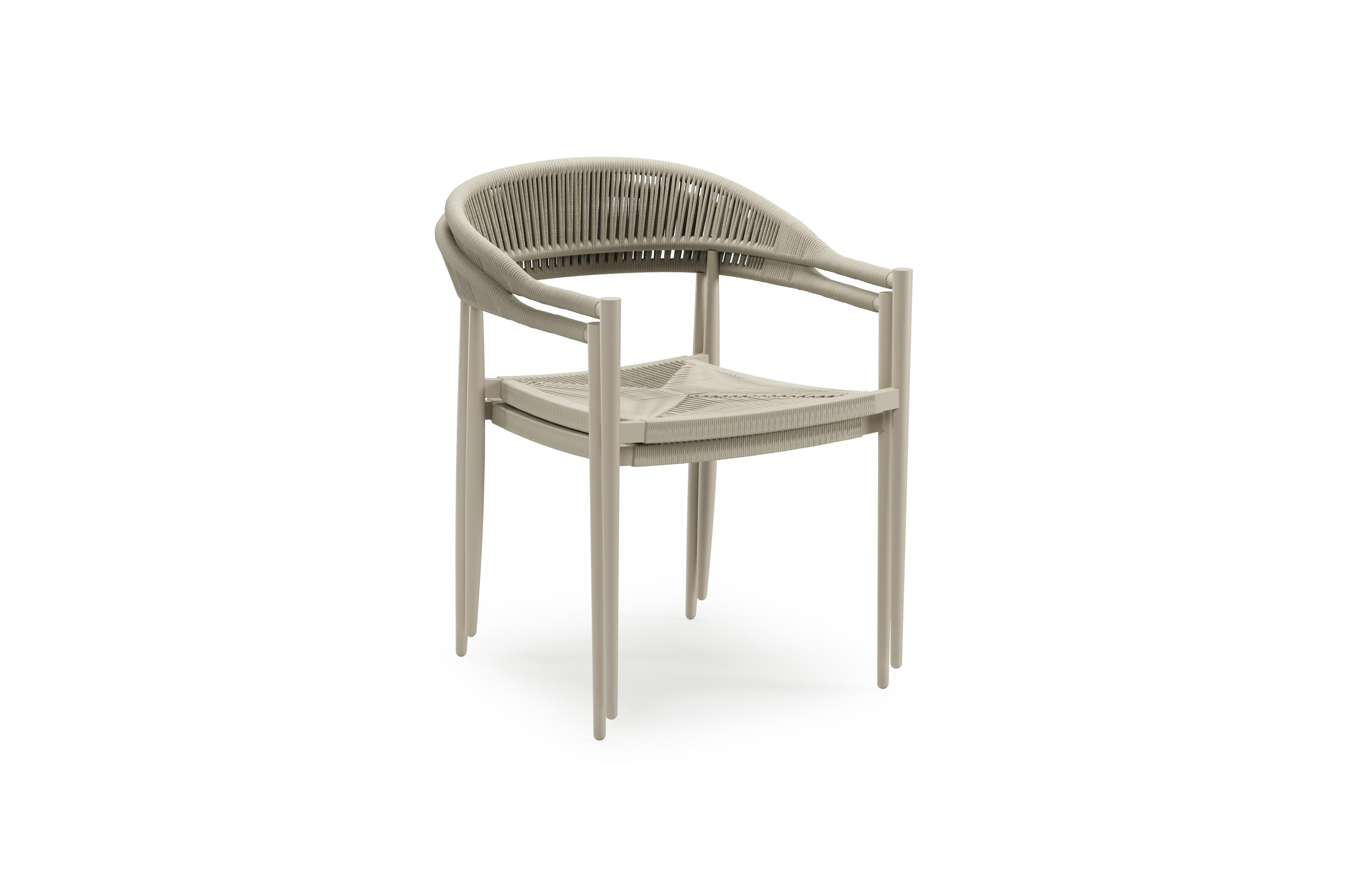 Chaise de jardin Guarda en aluminium beige et corde beige
