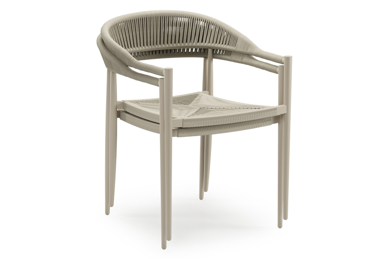 Bahia tuinset rechthoekig in beige aluminium en polywood met 6 Guarda tuinstoelen