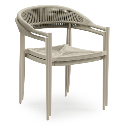 Bahia tuinset rechthoekig in beige aluminium en polywood met 6 Guarda tuinstoelen