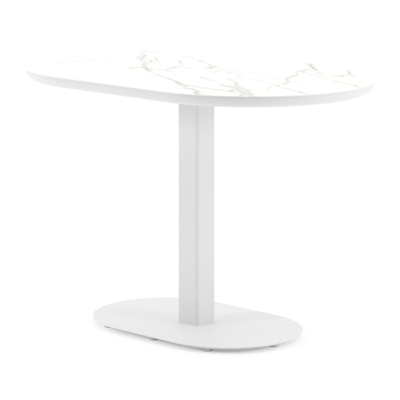 Teramo tuintafel bombo in wit aluminium en volkeramiek Calacatta - L 110 x B 70 x H 73.7 cm