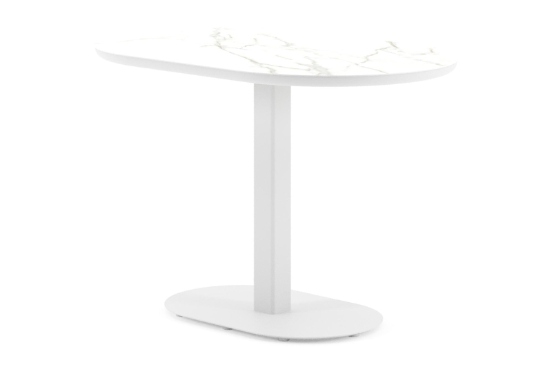 Teramo tuintafel bombo in wit aluminium en volkeramiek Calacatta - L 110 x B 70 x H 73.7 cm