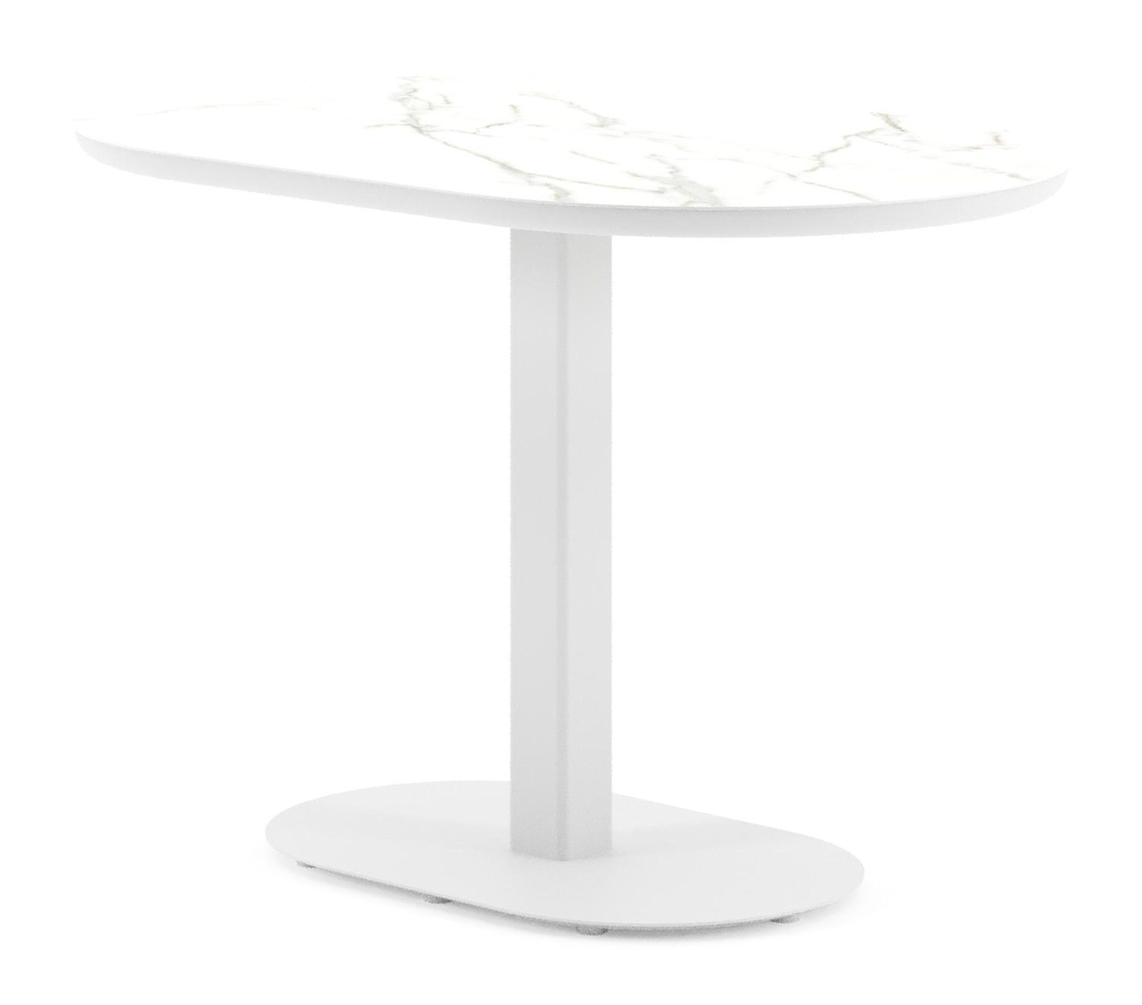 Teramo kantelbare tuintafel bombo in wit aluminium en volkeramiek Calacatta - L 110 x B 70 x H 74 cm