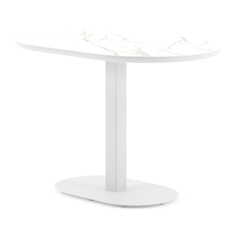 Teramo kantelbare tuintafel bombo in wit aluminium en volkeramiek Calacatta - L 110 x B 70 x H 74 cm