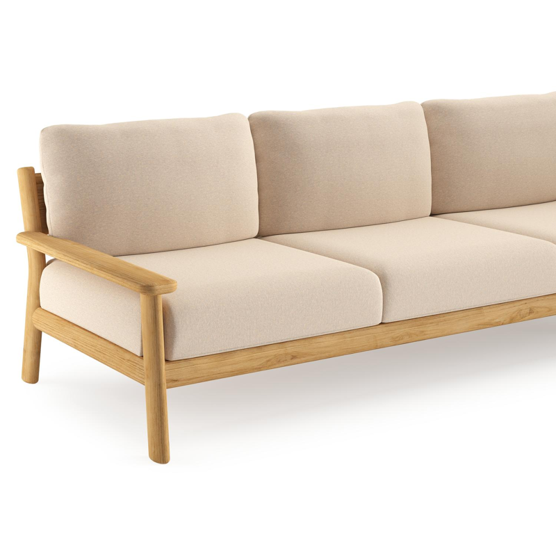 Amaro loungebank in teak met heritage papyrus all weather sunbrella® luxe kussen