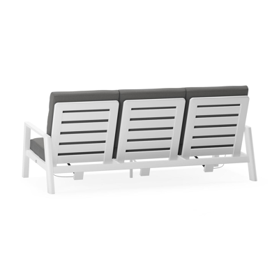 Cirello loungebank 3-zit in wit aluminium met natte charcoal chine all weather sunbrella® luxe kussen