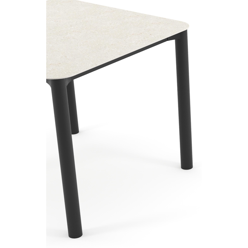 Orso tuintafel rechthoekig afgerond in zwart aluminium en volkeramiek Shilin - L 90 x B 90 x H 74.5 cm