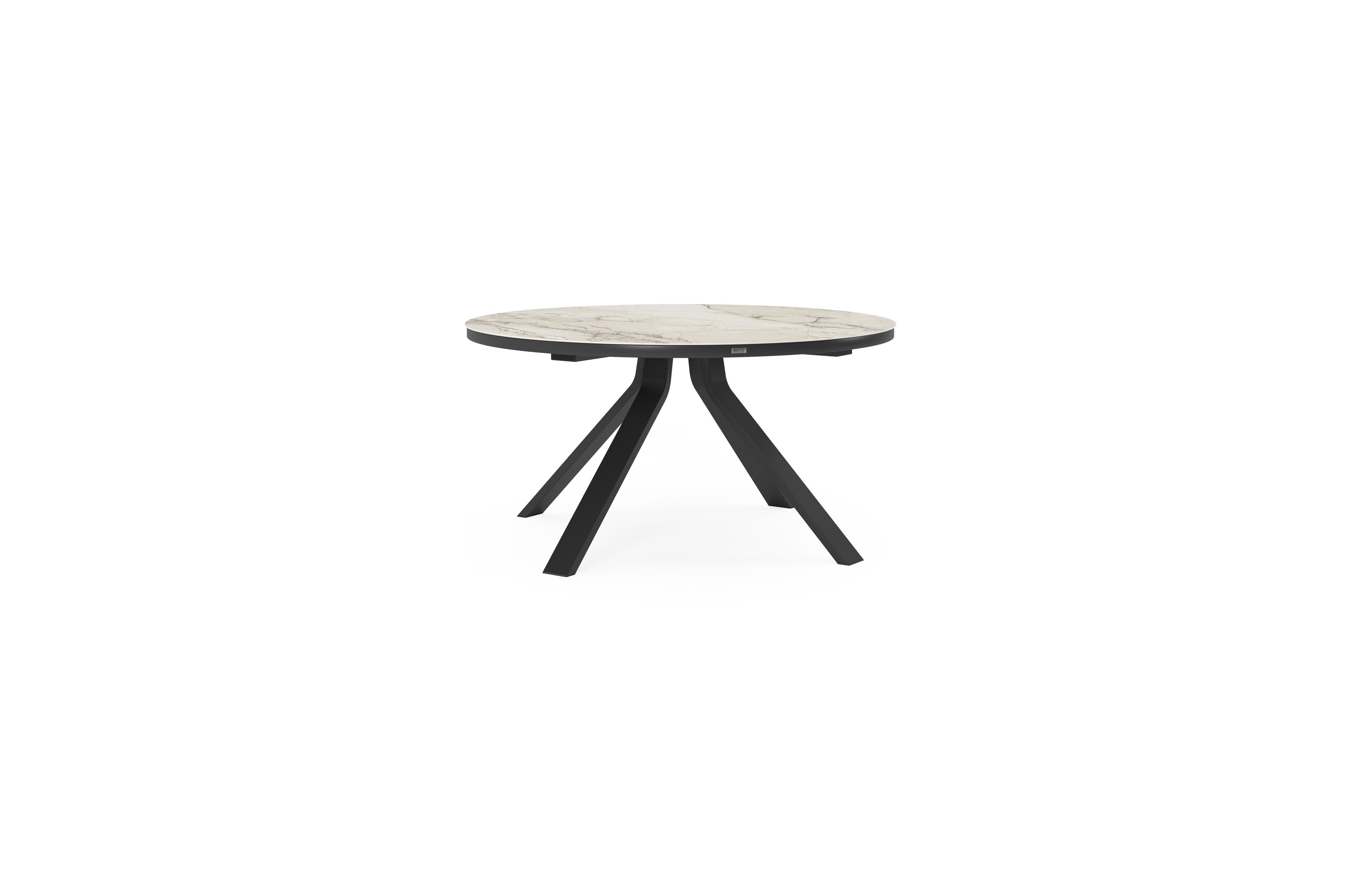 Cesano tuintafel rond in zwart aluminium en volkeramiek colorado dunes - Dia. 148 x H 73.5 cm