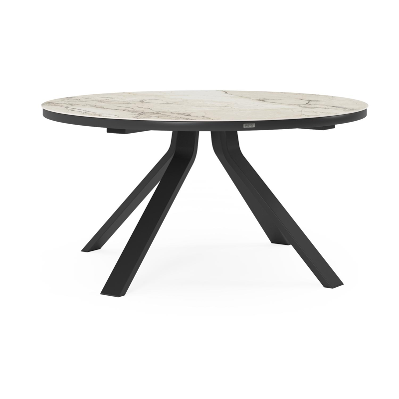 Cesano tuintafel rond in zwart aluminium en volkeramiek colorado dunes - Dia. 148 x H 73.5 cm
