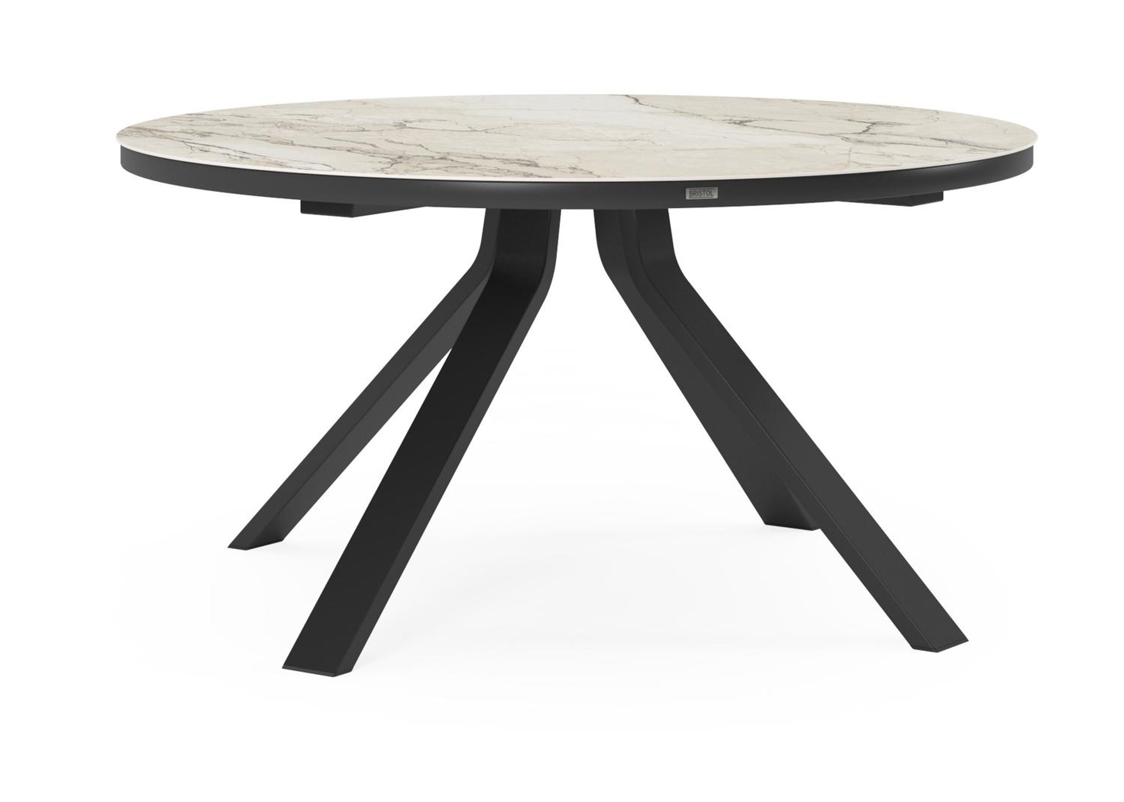 Cesano tuintafel rond in zwart aluminium en volkeramiek colorado dunes - Dia. 148 x H 73.5 cm