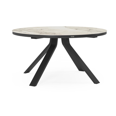 Cesano tuintafel rond in zwart aluminium en volkeramiek colorado dunes - Dia. 148 x H 73.5 cm