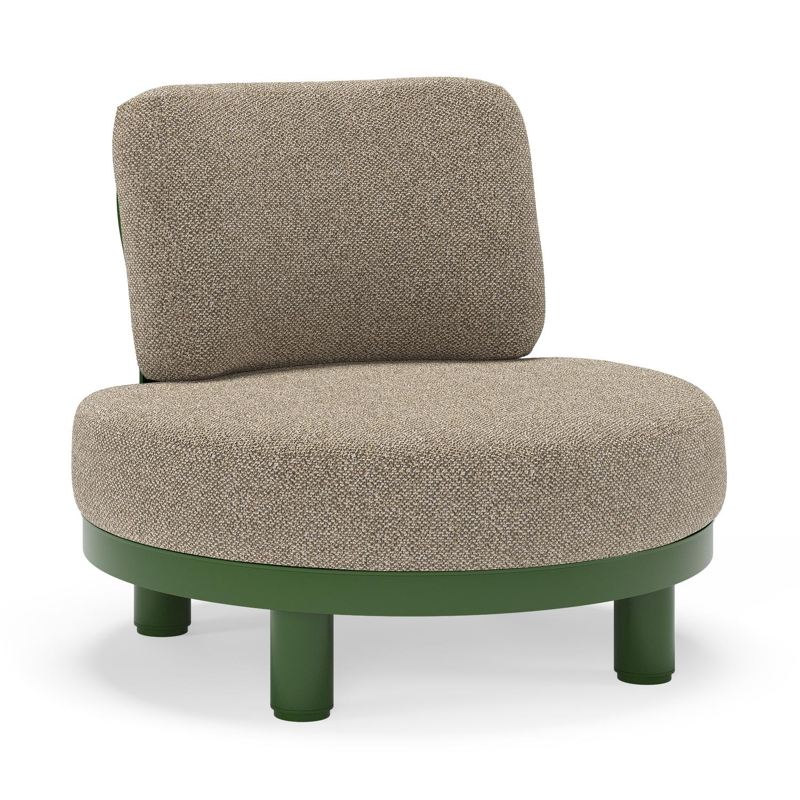 Donato loungestoel in groen aluminium met all weather cosytica Madagascar Burch kussen